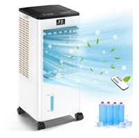 Mobile Air Conditioners, 60W Evaporative Air Cooler, LED Display 10M/S 3 Modes 8L Tank 12H Timer 60°/120° Oscillation Low Noise, Touch/Remote Control 4 Ice Box Air Conditioner Unit for Home Bedroom