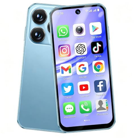 Longben Mini Unlocked Smartphone, Android 12.0 Small Phone, 3.88, 4G Dual SIM, 1950mAh, Face ID GPS WiFi OTG, Blue 4+64GB
