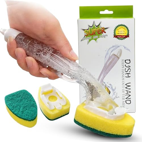 Topest Dish Washing up Brush Sponge Bundle | Replaceable Sponge | Soap Dispensing Handle Plus 2X Heavy Duty Sponge Refills