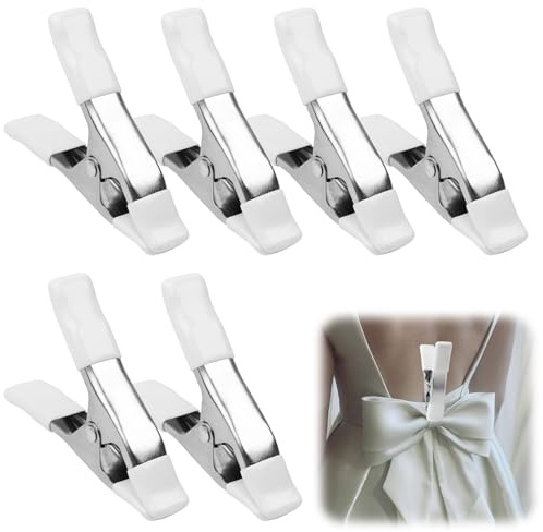 6pcs Clothing Fixed Clamps Market Stall Clips 10.5cm/4.13in Spring Clamps | Durable 2.36-inch Jaw Opening Heavy Duty for Washing Line Sock Shoes Photos（White）
