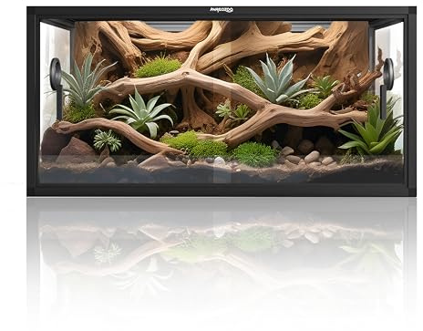 Phailozoo Lightweight 50 gallon Reptile Tank for Snake, Gecko | Optimal Ventilation & Light Penetration by Rust Proof Mesh Top, 91.4x45.7x45.7cm