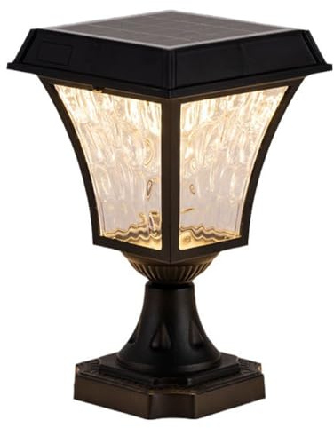 CMBSSTFC bolardo Luces outdoo Lámpara Solar LED para Poste al Aire Libre, Control Remoto, Luces de Pilar Regulables, luz Solar Impermeable para Columna de Valla, Linterna de Pedestal para jardín