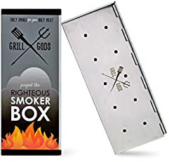 Grill Gods Smoker Box - Best in Grilling Accessories and Utensils! Thick Stainless Steel with Hinges - for Gas or Charcoal Barbecue Grills. Great Gift!