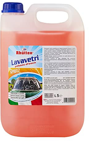 Lavavetri per Vaschette Tergicristalli Spritz, Pronto all'uso, Detergente Parabrezza, Elimina Insetti e Smog, Profumo Arancio, Estivo, 5L