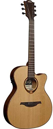 LAG T118ACE Auditorium Natural Solid Top Red Cedar Electro Cutaway Acoustic Guitar