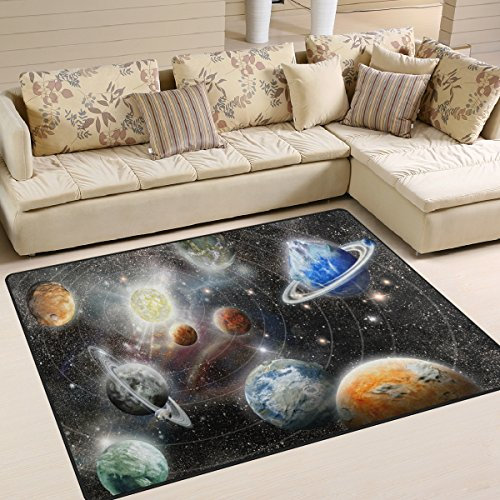 Use7 Planet Sonnensystem, Weltraum, Universum, Teppich für Wohnzimmer, Schlafzimmer, 160 cm x 122 cm