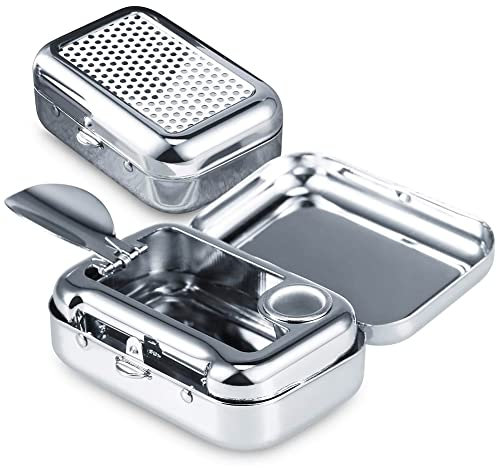 Cendrier de Poche Anti Odeur, JPYH Cendrier Portable, Cendrier Voiture,Mini Acier Inoxydable Cendrier,Mini Cendrier pour L'usage Extérieur, Cendrier de Cigarette avec Couvercle Clé Chaîne