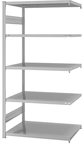 eurokraft | System-Steckregal | Bauart mittelschwer | kunststoffbeschichtet | Regalhöhe 2000 mm | Anbauregal | Breite x Tiefe 1000 x 800 mm