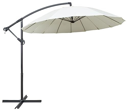 vidaXL Ampelschirm Kurbelsystem Sonnenschirm Marktschirm Kurbelschirm Gartenschirm Balkonschirm Terrassenschirm Schirm Weiß 3m Aluminium-Mast
