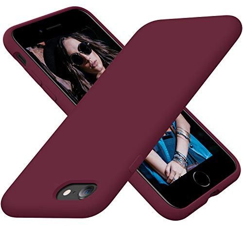Cordking Designed for iPhone SE 2022/2020 7 8 Case, 4.7, Plum | Silicone Ultra Slim Shockproof Phone Case with [Soft Microfiber Lining]