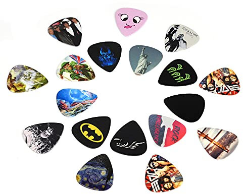 Alnicov 100 Stück klassische Gitarrenplektren Plektren Plektren Plektren Halter für akustische Bass- und E-Gitarren (zufälliger Stil)