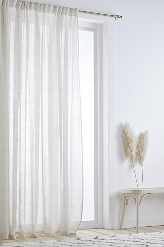 Jotex Ellen Multifunktionsgardine – Leinen Vorhang extra breit, 100% Leinen (1er Pack) - Leinenbeige, 220 cm