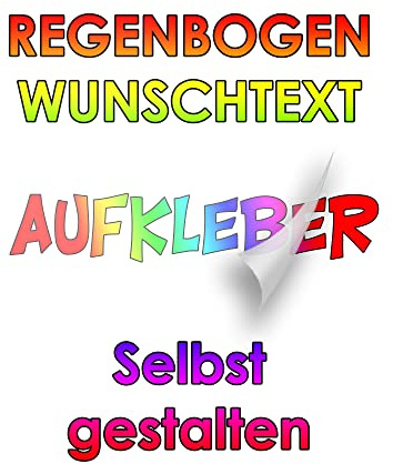 Hologramm Effekt Regenbogenfarben Wunschtext Buchstaben Zahlen Aufkleber selbst gestalten ab 15cm Länge