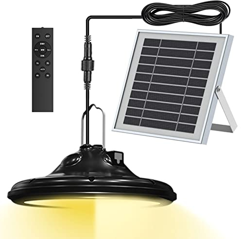 Neoglint Solar Hängelampe für Außen Innen 100 LEDs Dimmbare Hängend Solarlampen IP66 Wasserdicht für Draußen mit Fernbedienung 3 Farbe Pendelleuchte mit 5m Kabel Solarpanel und USB-Aufladung
