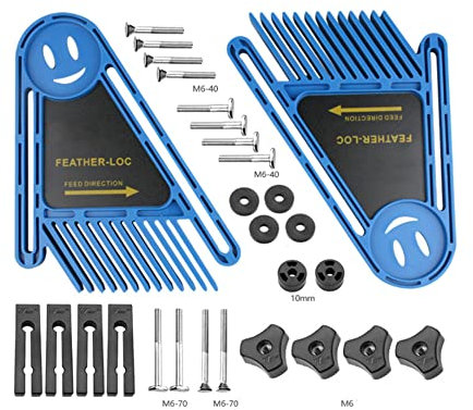 Holzbearbeitungs-Feder-Lockbrett-Set, Federbrett-Schrauben-Set für Tischsäge, Bandsäge, Router, Tischzaun, Gehrungslehre, Schlitz, Holzbearbeitung (blau)