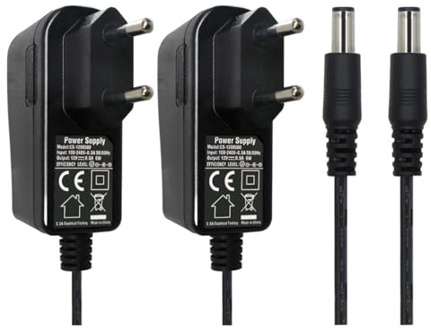 Security-01 2er Pack AC zu DC 12V 0,5A Netzteil Adapter, Stecker 5,5mm x 2,1mm, für CCTV-Kamera