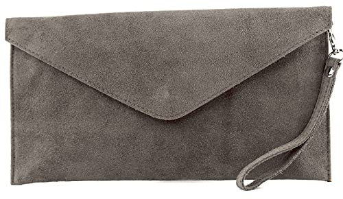 modamoda de T106 Damen Wildleder Rauleder Clutch Umhängetasche, handmade in Italy