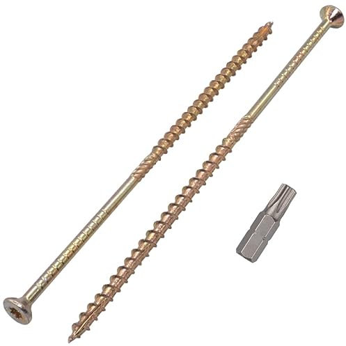 SKIR'CO Confezione da 40 viti universali in acciaio zincato 6,0 x 200 mm, testa svasata, testa torx, tipo 17, viti truciolari (40, 6 x 200 mm)