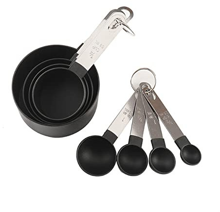 BATLAM 8pcs/set Rose Gold Measuring Spoons Cups Set Retro Baking Measuring Tools With Scale Stainless Steel Kitchen Accessories Gadgets (Color : Light Yellow) (Burgundy)