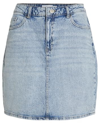 Vila Damen Vikaja Jaf LBD Denim Skirt- Noos Rock 14084735,Light Blue Denim,38