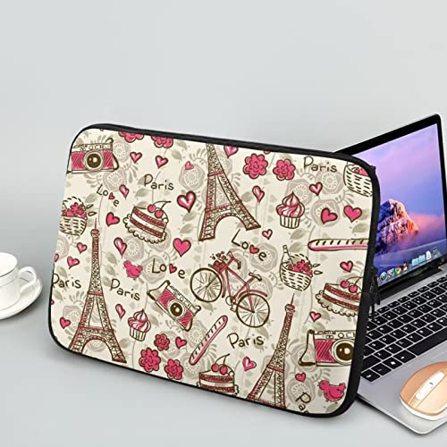 Showudesigns Paris Tower Lap Top Case for Men Neoprene Laptop Sleeve Bag Portable Laptop Carrying Case 15 inch Glad for Business Trip Laptop Accessories Flowers