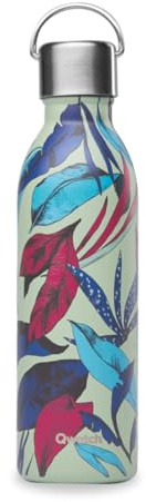 Qwetch - Bouteille Isotherme Active Bahia Vert Tilleul 600ml - Gourde avec Anse Inox Recyclé - 24h Froid et 12h Chaud - Etanche & Compacte