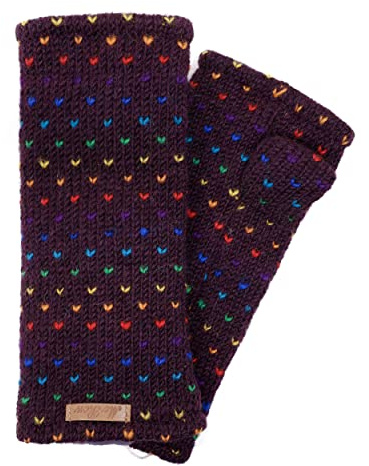 McRon Damen Gestrickte Pulswärmer Stulpen Modell Ines regenbogen
