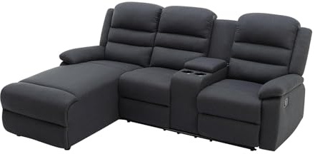 Vente-unique Ecksofa Relaxsofa - Ecke Links - Stoff - Anthrazit - Macedonia