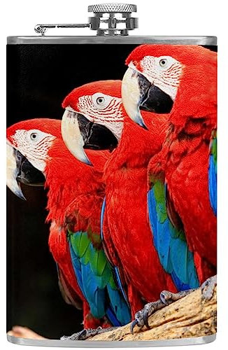 Flasque avec entonnoir Flacons personnalisés,jungle de trois aras,Petit flacon portatif en acier inoxydable pour l'alcool