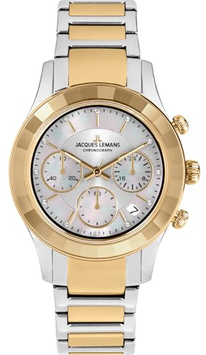 JACQUES LEMANS - Chronographen Venice - Quartz Uhrwerk - Gehäusedicke: 10.7 mm - Edelstahl - 5 ATM