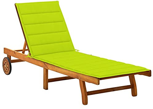 ZEYUAN Sonnenliege mit Auflagen, Strandliege, Gartenliege, Liege, Balkonstuhl, Saunaliegen, Liegestuhl, Terrassenliege, Sonnenstuhl,Akazie Massivholz