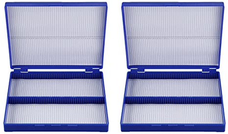CENMEN Microslide Mikroskop-Box, Kunststoff, für 100 Objektträger, Königsblau, 2 Stück