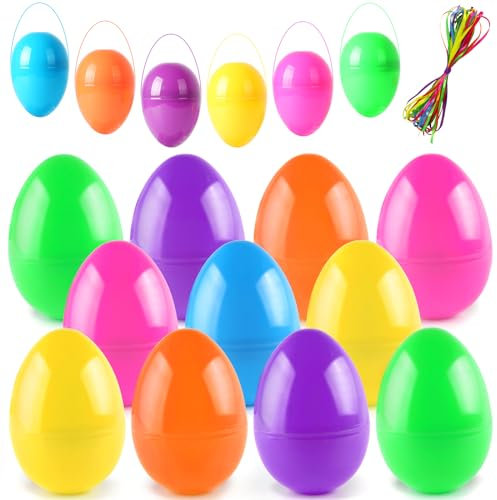 ROSAUI 3.5” Fillable Eggs 36Pcs Empty Plastic Eggs - Holiday Candy & Surprises Gift Box - Easter Basket Stuffers Fillers – Easter Egg Hunts Hanging Decor