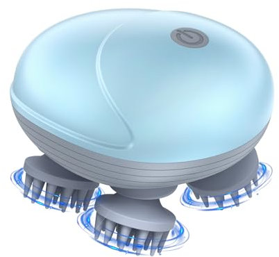 Ankilo Head Massager Scalp, Electric Scalp Massager Massager with 4 Rotatable Massage Heads, Three Modes, Waterproof for Relieving Tight Stiffness Muscles, Promote Bonding