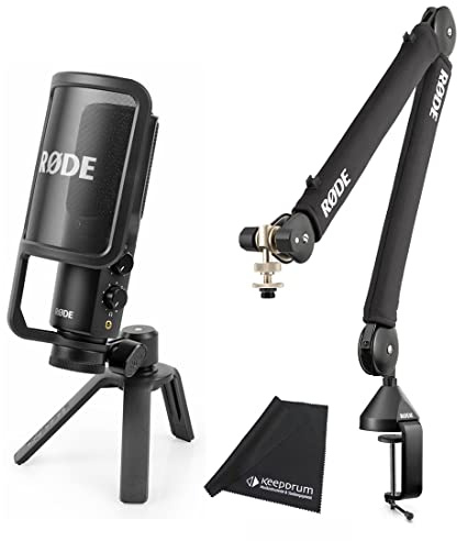 Rode NT-USB+ Plus USB-Kondensatormikrofon + PSA1+ Plus Gelenkarm Schwarz + keepdrum Mikrofasertuch