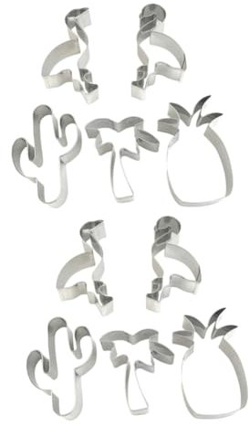 Ciieeo 10pcs Tree Biscuit Cutters Flamingo Cactus Pineapple Baking Cutters Set Quality Stainless Steel Cookie for DIY Fondant Dough Candy for Birthday Christmas