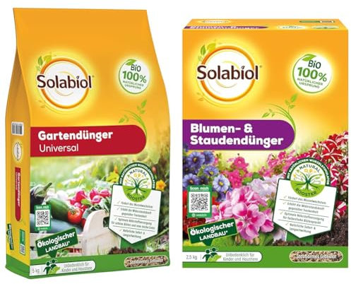 Solabiol Bio Gartendünger Universal mit Sofort- und Langzeitwirkung & Blumen- & Staudendünger, Spezialdünger mit Sofort- und Langzeitwirkung