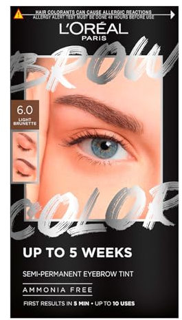 L'Oréal Paris Brow Color Kit Tinta Sopracciglia Semipermanente Senza Ammoniaca Colorazione Fino a 5 Settimane Risultato Naturale Colore 6.0 Light Brunette
