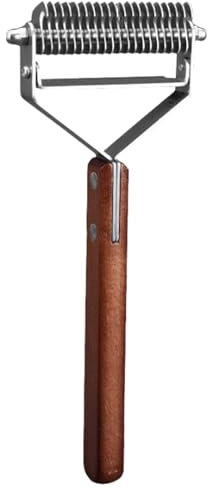 Fellpflegebürste für Haustiere, Fellpflegebürste für Haustiere, Holzkamm für Hunde, Entwirrungsrechen für Tierhaare, Holzgriff, Fellpflege-Werkzeug für Haustiere, Edelstahl-Hundekamm