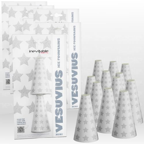 6 Packs of 2 x 3 Mini Vesuvius Indoor Ice Fountains | Cone Shaped Sparkling Ice Fountains | Up to 3m High Display (6)