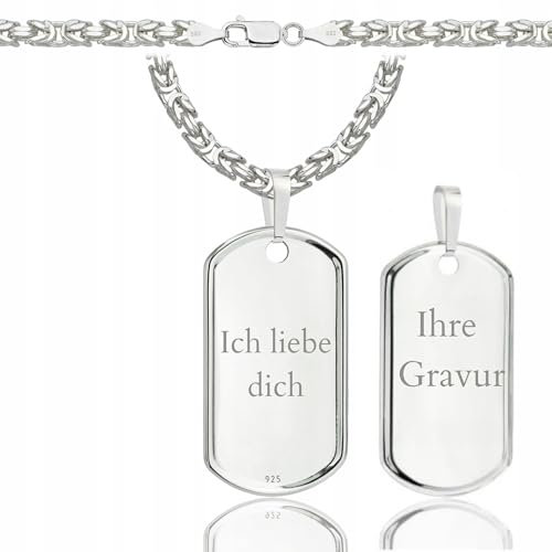 AMAR OPRAVA ketten für herren silber 925, königskette personalisierte geschenke männer - Erkennungsmarke mit gravur, militär silberkette herren 60 cm massive 4 mm, personalisierte kette