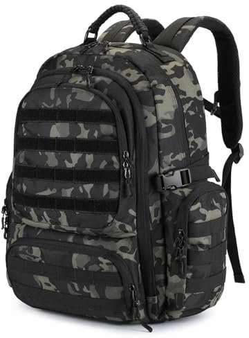 HUNTVP Mochila Militar 50L Mochila Tactica Gran Capacidad Impermeable Molle para Hombre Viaje Senderismo Camping Montañismo Emergencia, Camuflaje