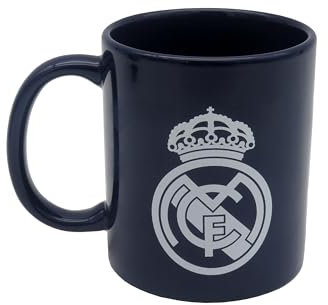 CyP Brands-Real Madrid, Taza para Desayuno en Caja, de Cerámica, 300 ml, Color Azul con Escudo en Blanco, Producto Oficial