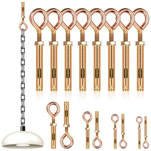 Wokape 8 pernos de gancho cerrados, tornillos de expansión de ladrillo de hormigón para pared, ganchos de anclaje de metal chapado en zinc, ganchos de perno hexagonal, tornillo de ojo (M8)