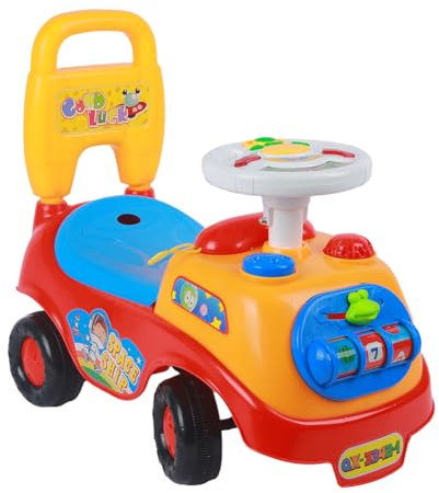 Alivio Kids Toy Car First Ride On Car with Sounds & Accessories, Boys Girls Infant Push Car Buggy, Sit n Ride First Step Toddler Walker Learning Toy Ride-On Car with Storage Box Non-Slip Wheels (Red)