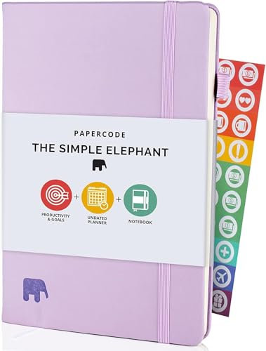 Daily Planner and Diary 2024-2025 - Undated Day Planner and Appointment Diary w/Gratitude Stickers - Leatherette Weekly Journal, Academic Study - Lilac