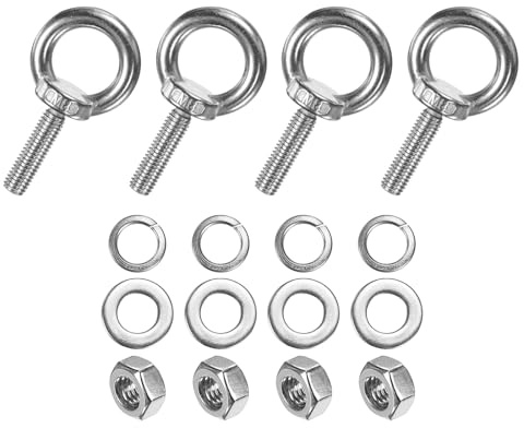 M METERXITY 4 Juegos De Perno De Ojo De Acero Inoxidable 1.18 Pulgada | M8x30mm Con Hombro, Perno De Ojo De Elevación, Con Tuercas Arandelas Rosca Macho Anillo Perno, Para Suspensión/Fijación