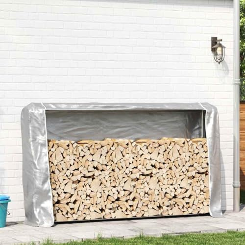 Gecheer Rastrelliera per Legna con Copertura Antipioggia,Portaceppi,Scaffalatura,Portalegna,da Esterno,Porta Legna da Esterno,Legnaia da Esterno,Capanno per Legna da Esterno,250x25x150 cm in Acciaio