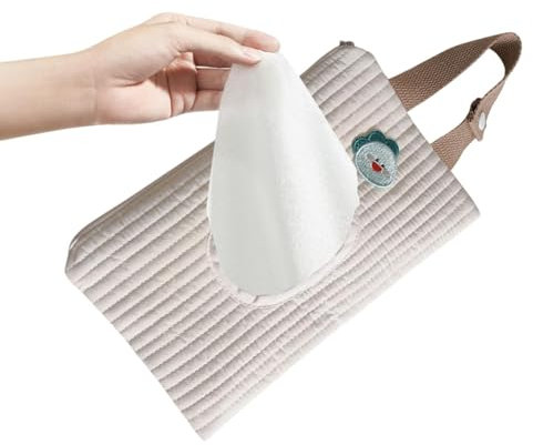 Portable Tissue Dispenser, Stroller Wipe Bag, Travel Wipes Case, Dustproof Tissues Container, 9.06 x 5.91 inches, Perfect for Baby Care, Makeup Removal, and Daily Hygiene Needs