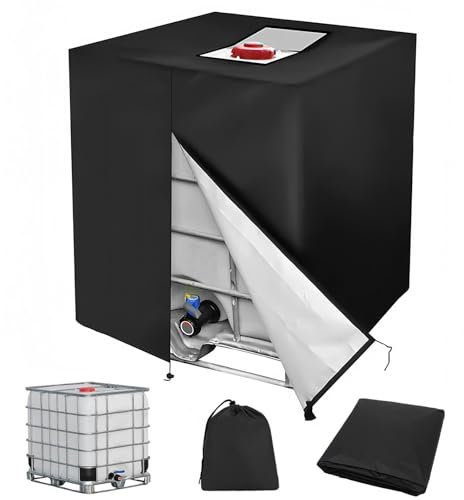 Druuzyl Funda cubre depósito 1000L IBC - Cremallera reforzada 120×100×116cm - Protección lluvia/UV - Material impermeable color ferroso